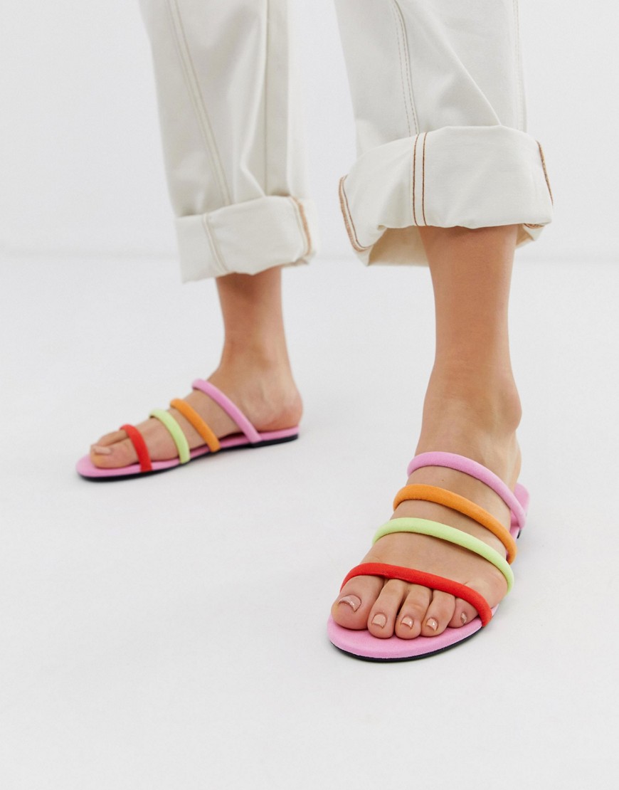 Monki - Platte sandalen met gekleurde bandjes-Multi