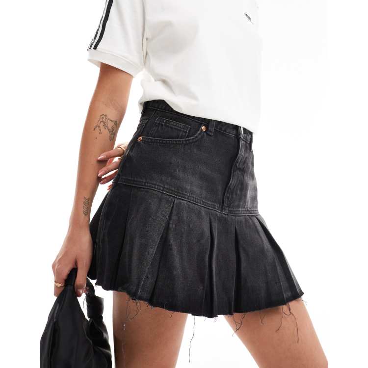 Black denim mini fashion skirt