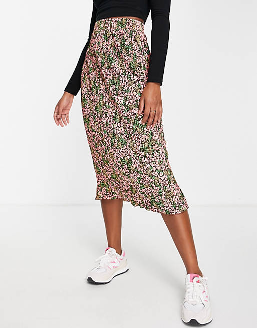 Dwingend Ongemak Inspecteren Monki plisse midi skirt in ditsy floral - MULTI | ASOS