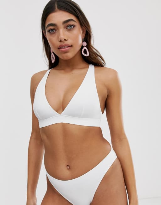 White plunge cheap bikini