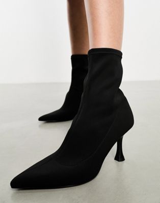 Monki Pointed Heeled Ankle Boots In Black