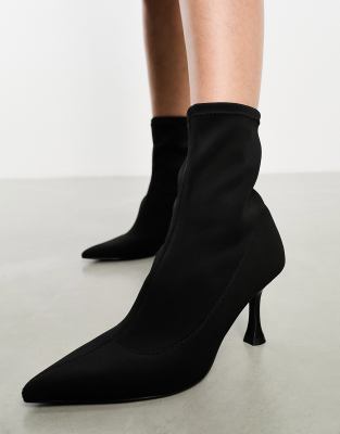 Monki Pointed Heeled Ankle Boots In Black