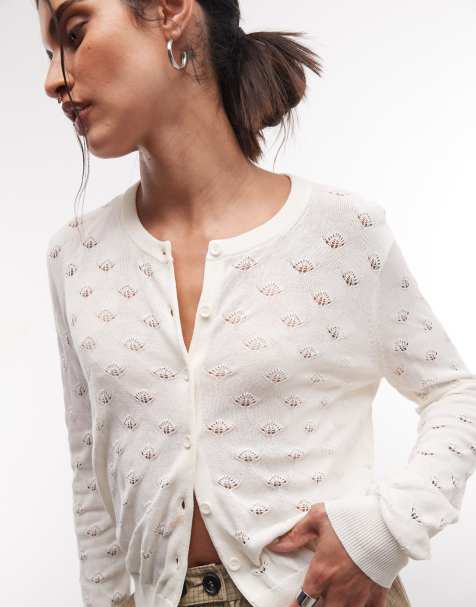 Monki pointelle-kofta i vitt - view 1