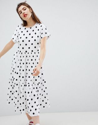 tiered polka dot dress