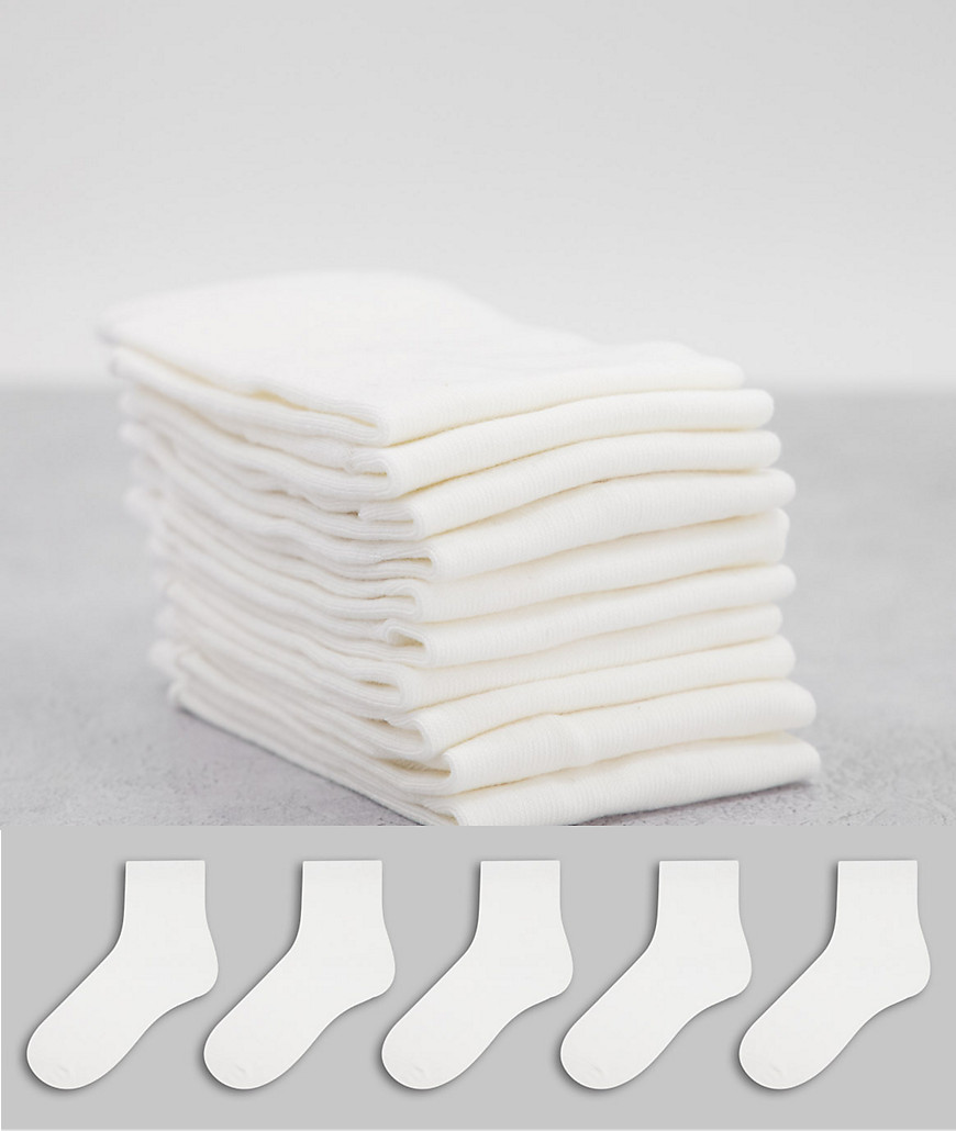 Monki Polly 5-pack organic cotton boob print socks in white