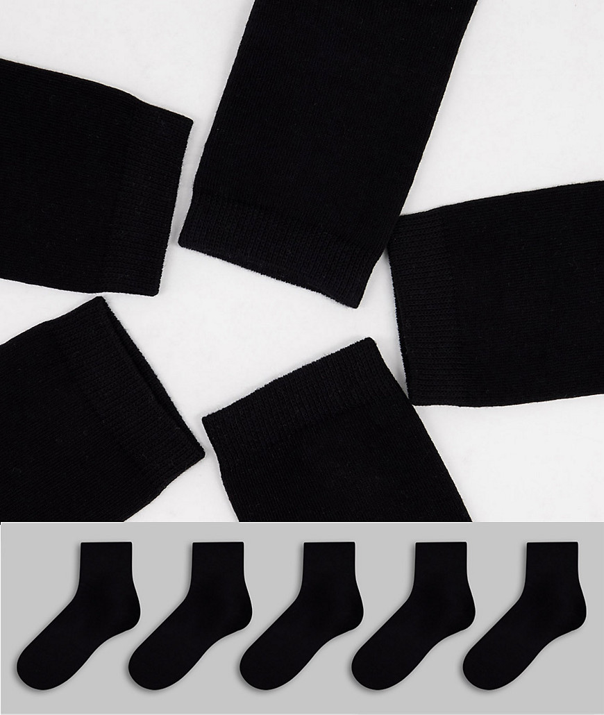 Monki Polly 5 pack organic cotton socks in black
