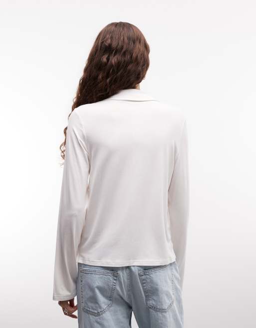 Monki - Polo a maniche lunghe bianca, 2 di 4