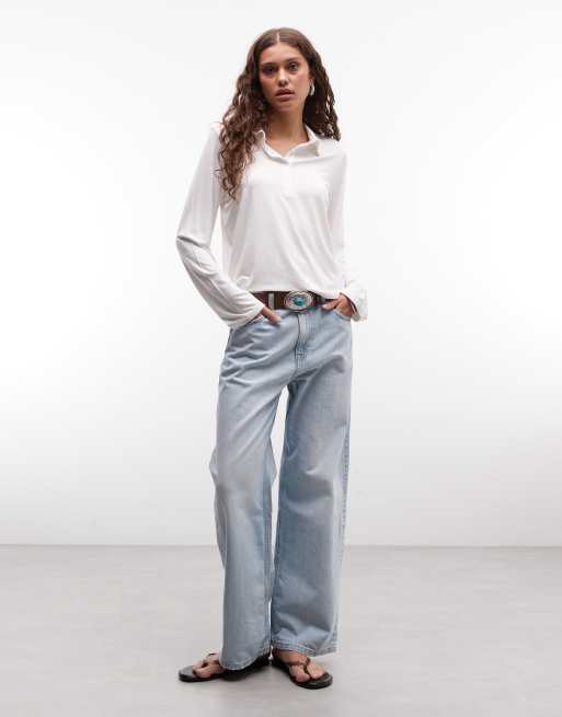 Monki - Polo a maniche lunghe bianca, 4 di 4