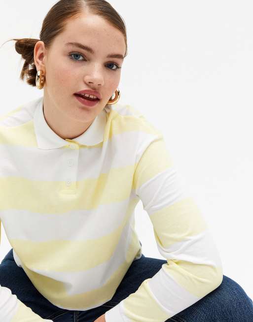 Monki polo de algodón a rayas en amarillo - AMARILLO