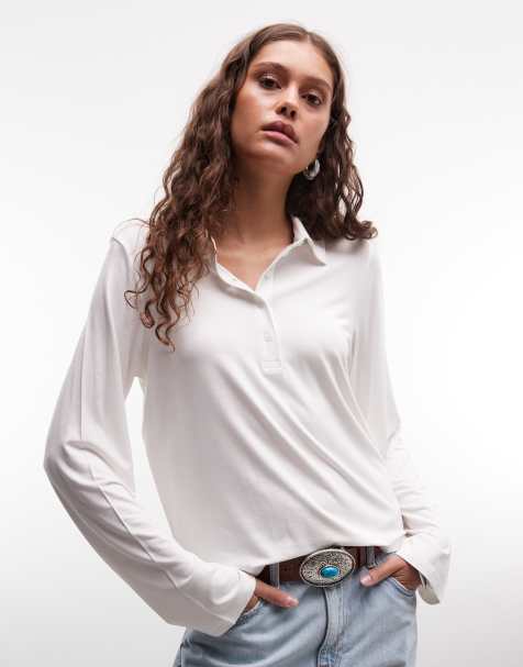 Monki - Polo manches longues - Blanc - view 1