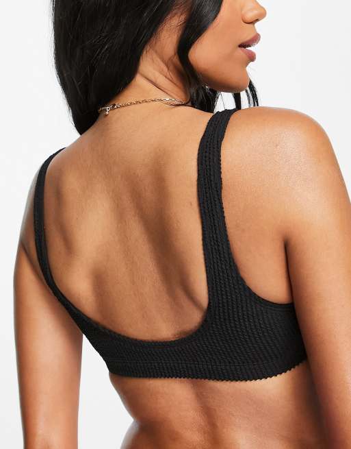 Monki scoop neck bikini top in black