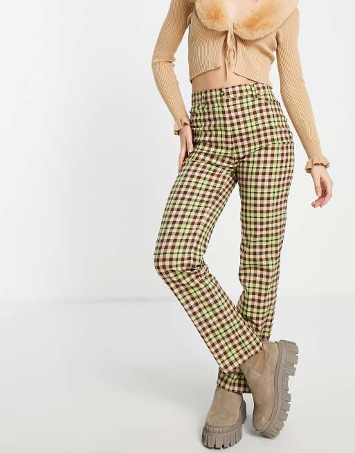 Monki polyester check trousers in multi - MULTI | ASOS