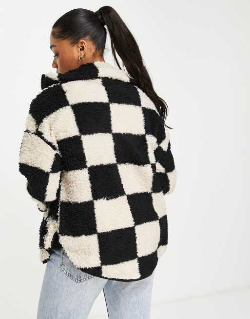 Checkered zip up store jacket