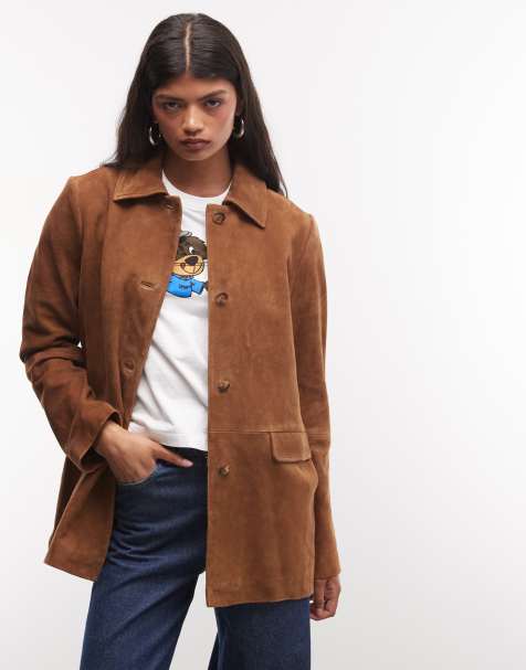 Monki Premium-Jacke aus Wildleder in Dunkelbraun - view 1