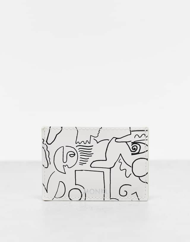 Monki print card holder case in white