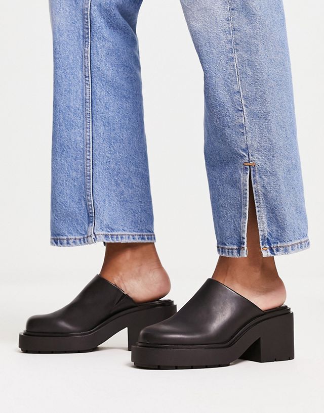 Monki PU patent heeled loafer in black