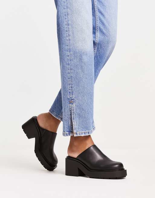 Monki PU patent heeled loafer in black ASOS