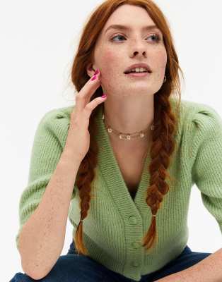 monki green cardigan