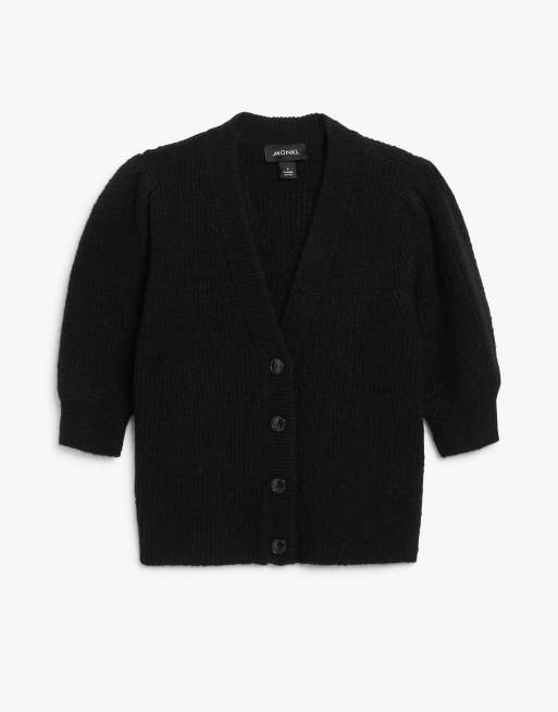 Monki Puffy short sleeve cardigan in black ASOS