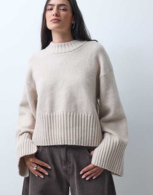 Monki pull col rond décontracté couleur pierre, 3 de 5