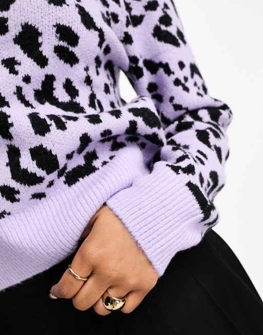Pull Monki Femme Rose Imprimé Animal – Taille S, Coton Blend, état Excellent