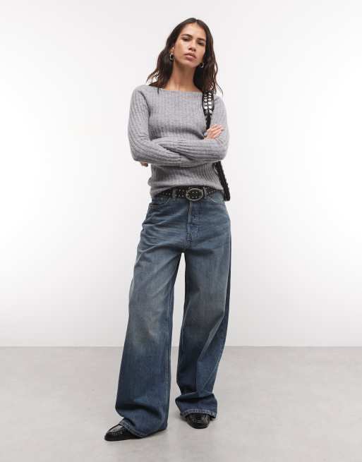 Monki pull en maille côtelée gris chiné, 2 de 4