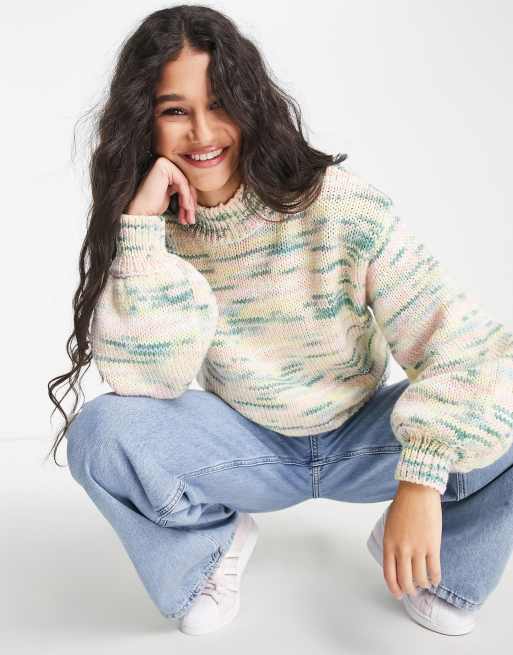 Monki - Pull en maille effet teint par sections - Multicolore