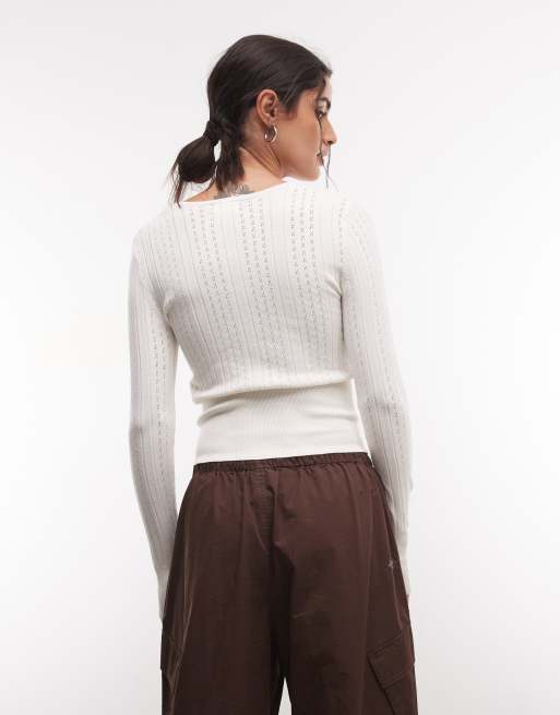 Monki pull léger en maille crème, 4 de 4