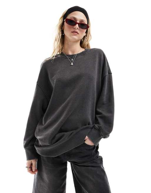 Monki - Pull manches longues oversize - Noir délavé