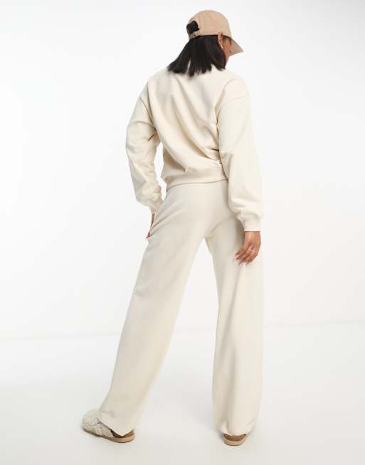 Only ribbed knit pants in cream - part of a set