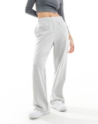 Monki Monki pull on relaxed leg lounge trousers in light grey melange