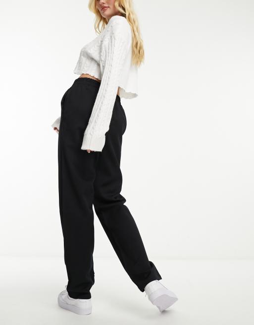 Monki pull on slim leg tailored trousers in black
