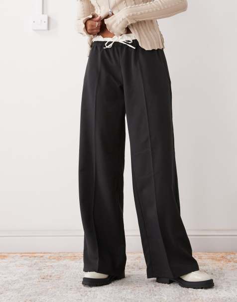 Monki pull on tailored pants with cotton waistband detail in black - view 1
