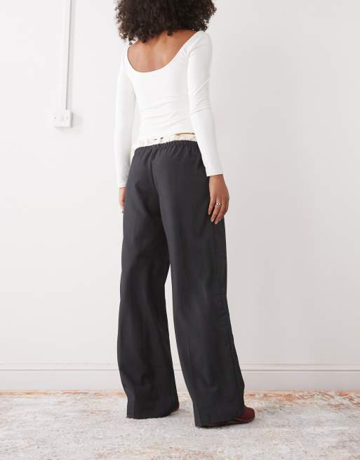 Monki pull on tailored pants with cotton waistband detail in dark gray , 3 of 5