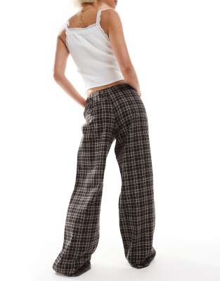 Produktbild von Schlafhose Damen Karierte Lounge-Hose Pyjamahose Lang Flanell Baumwolle Kariert Schlafanzughose Locker Weites Bein Schlafanzug Hose Haushose