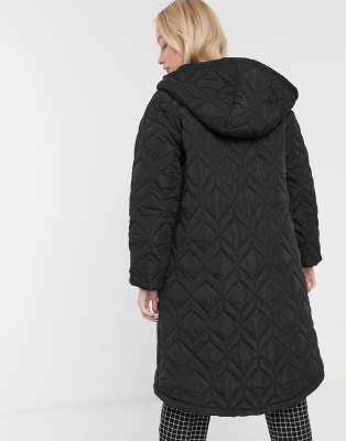 black padded midi coat
