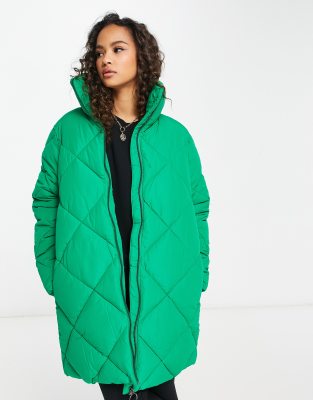 Monki   quilted jacket in green