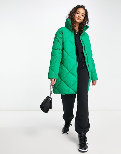 Monki green outlet coat