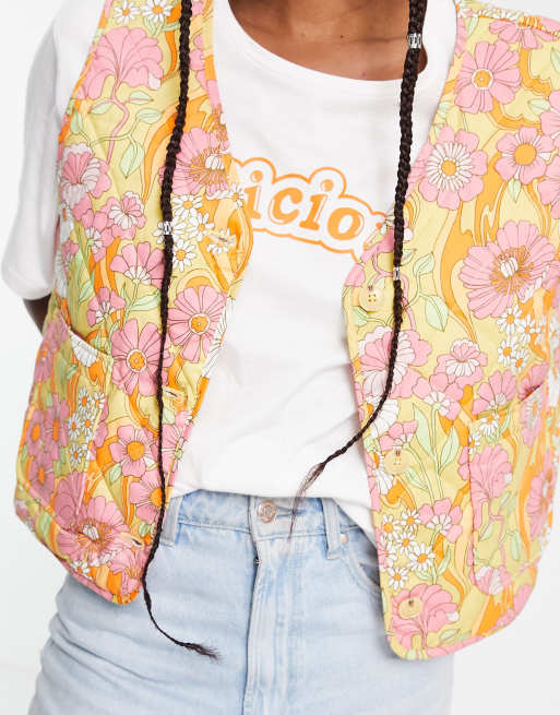 Monki quilted vest in retro floral, 3 of 4