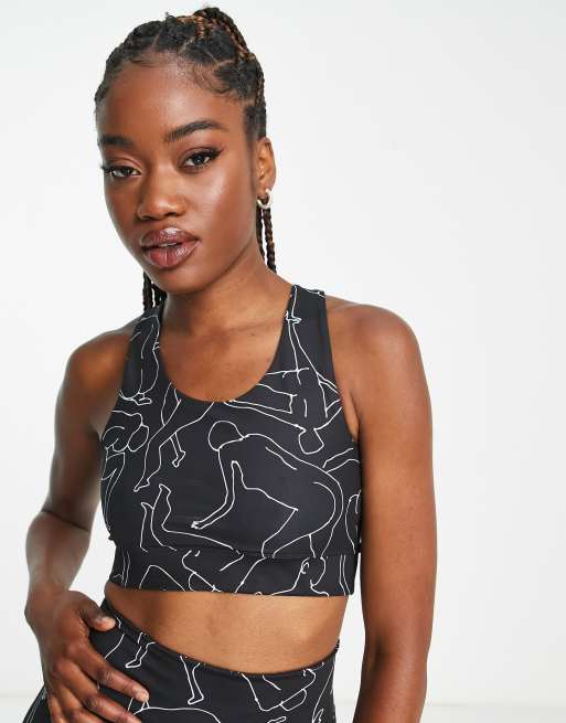 Bolongaro Trevor Sport square neck strappy sports bra in black