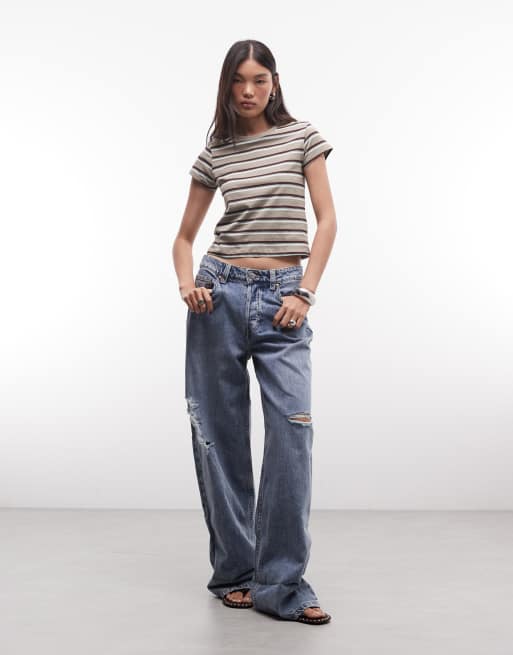 Monki randig t-shirt i brunt, 2 av 4