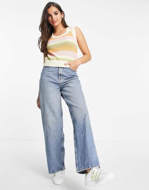 Monki Randy knitted vest in multi colour stripe, 4 of 4