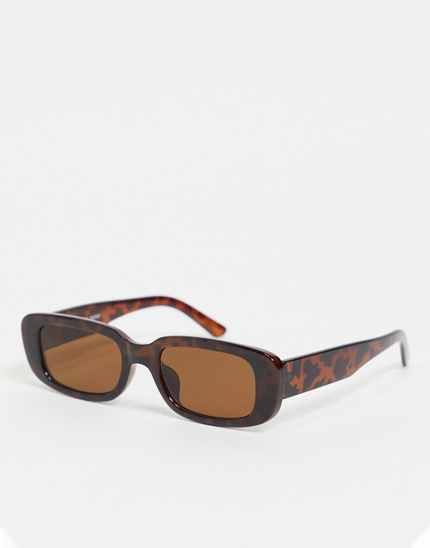 Monki Ray rectangle sunglasses in brown tortoiseshell