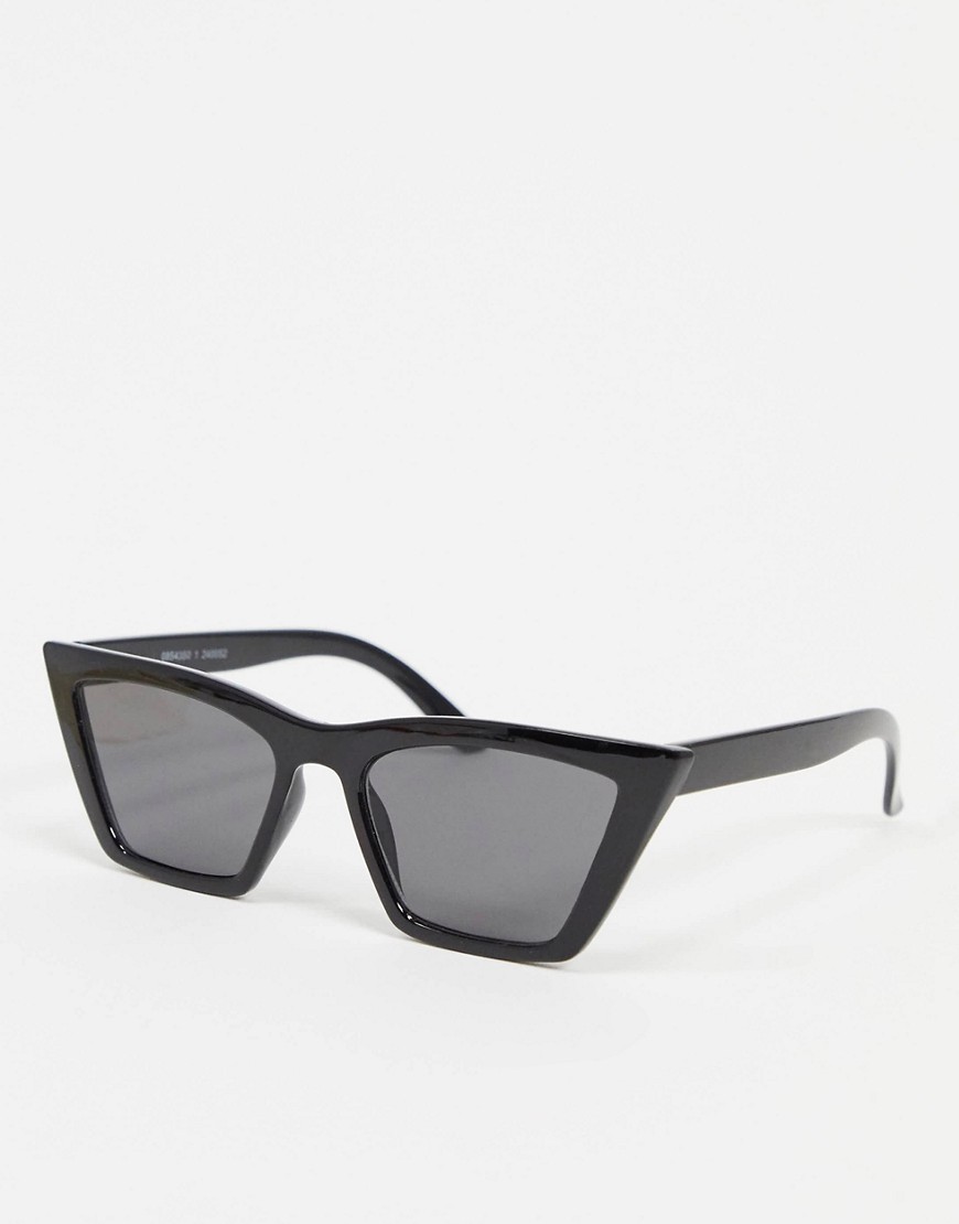 Monki - Ray - Svarta rektangulära solglasögon
