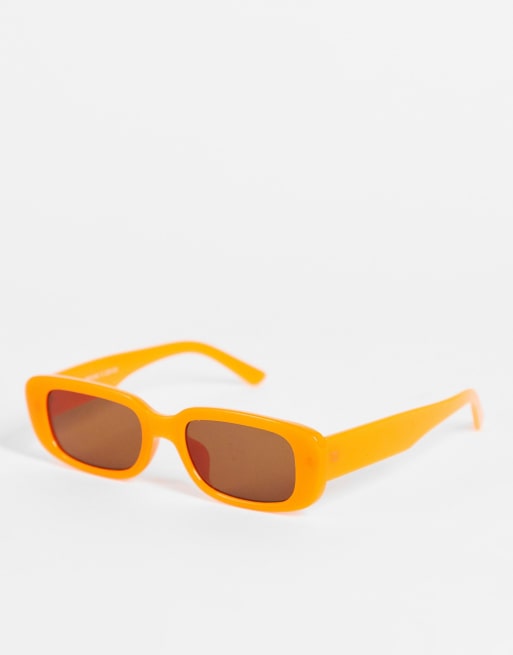 Monki – Rechteckige Sonnenbrille in Orange