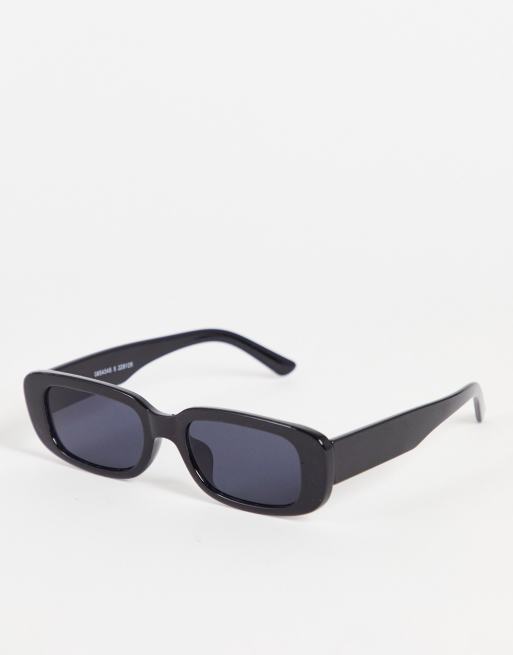 Monki – Rechteckige Sonnenbrille in Schwarz