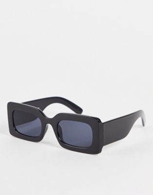 Monki rectangular sunglasses in black
