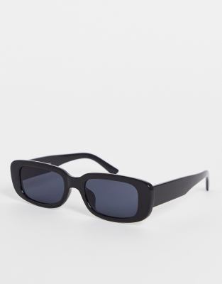 Monki rectangular sunglasses in black