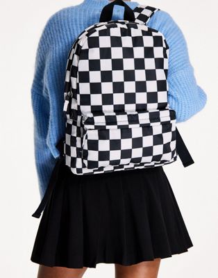 Monki checkerboard rucksack in black and white - MULTI