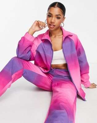 Monki co-ord nylon jacket in pink ombre print - PINK